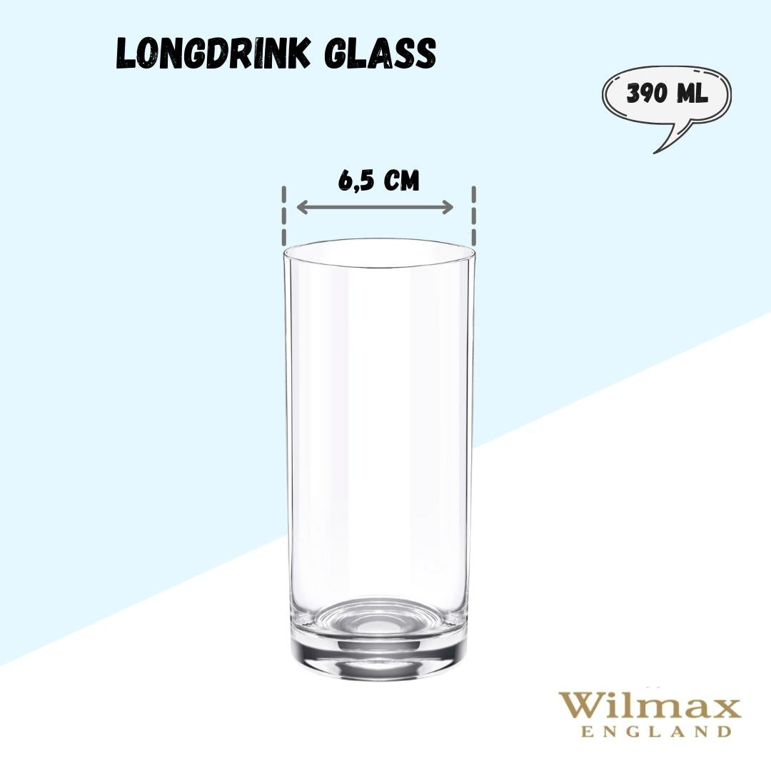 Wilmax Long Drink Glass Set, 6 cups, 390 ml, WL-888024/6A