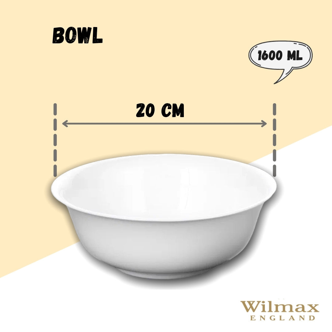 Wilmax England Porseleinen Schaal 1600 ml 20 cm Wit Set van 2 WL-992005/A2