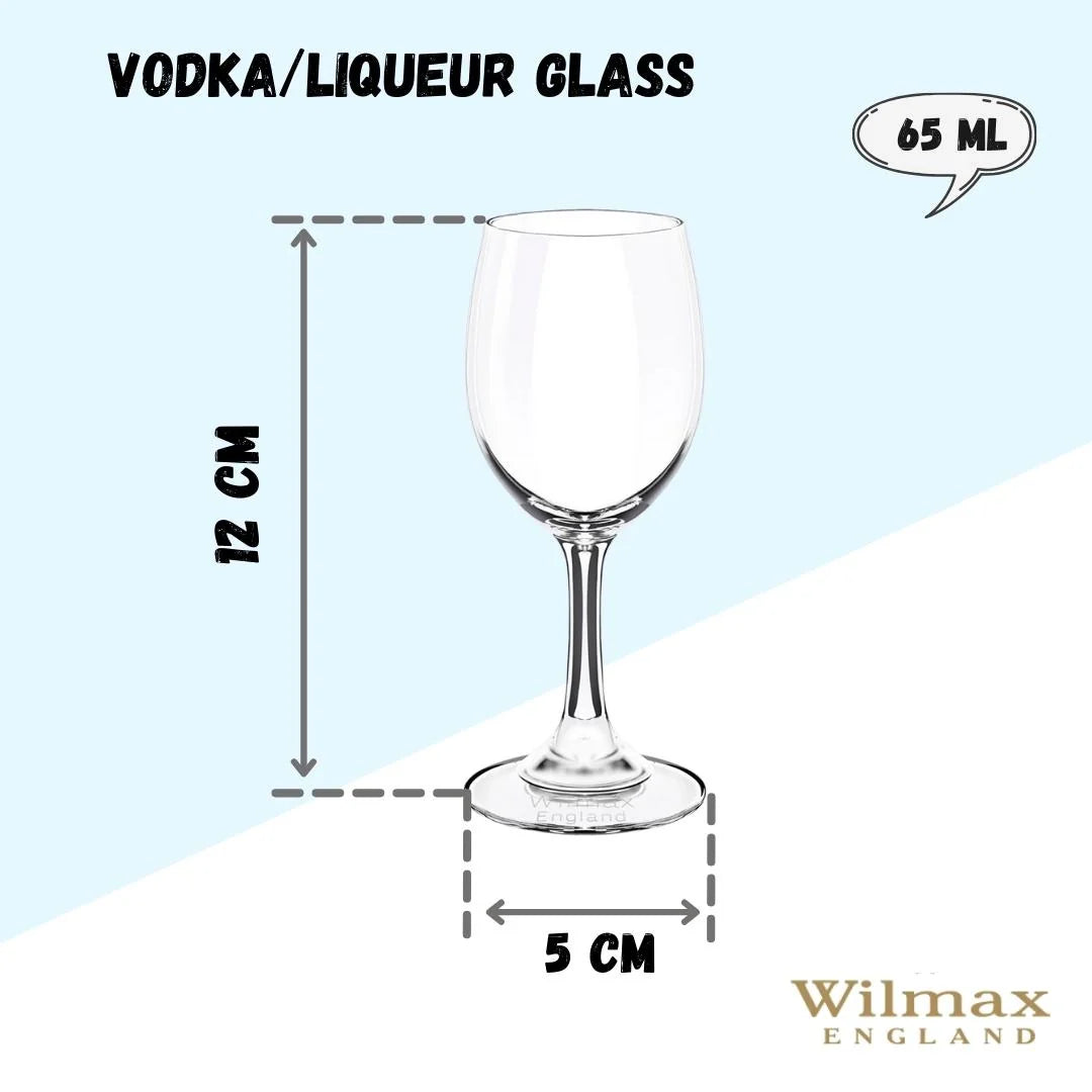 Wilmax England Wodka-/Likörgläser-Set, 6er Set, 65 ml, Kristallglas WL-888028/6A