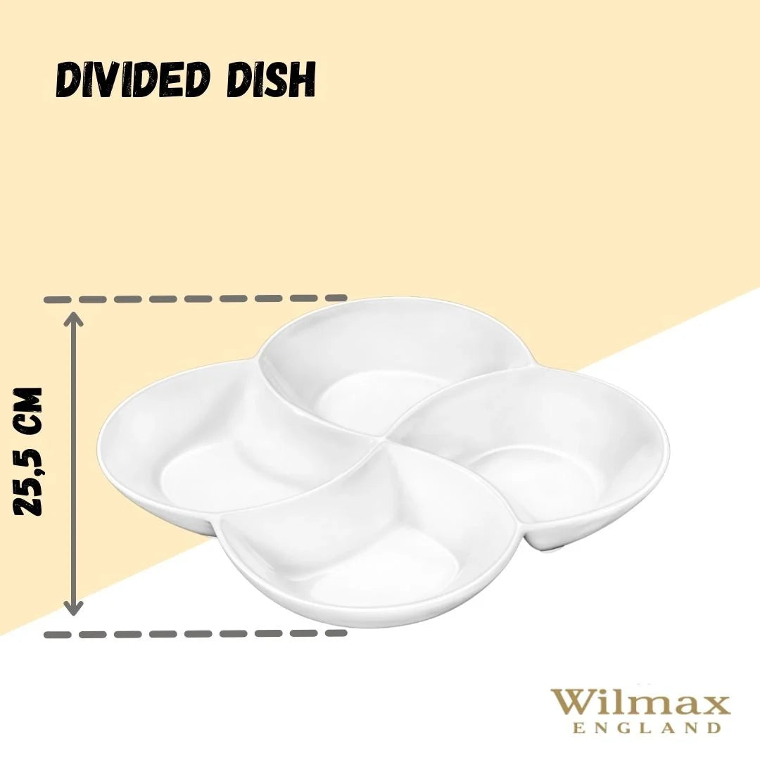 Wilmax Porcelain Serving Platter 22x22 4-Compartment White WL-992649/A