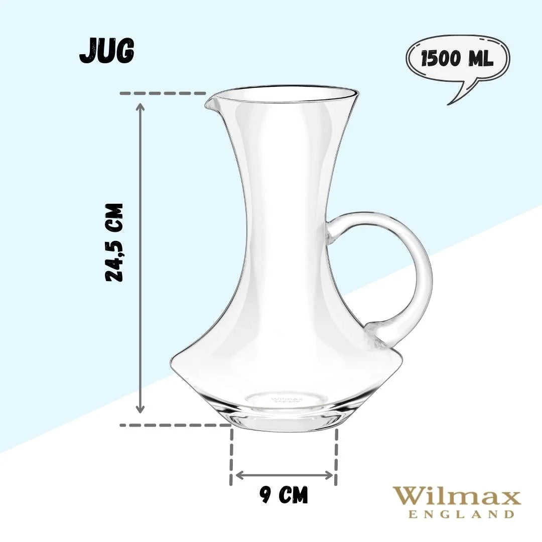 Wilmax Glaskaraffe 1500 ml aus Kristallglas WL-888358/1C