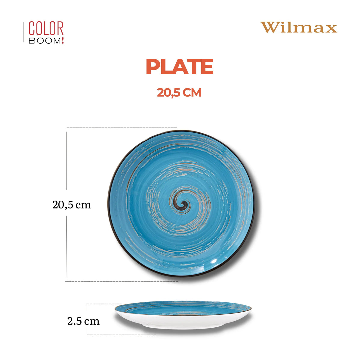 Wilmax Spiraal Bord 20 cm Porselein, Blauw