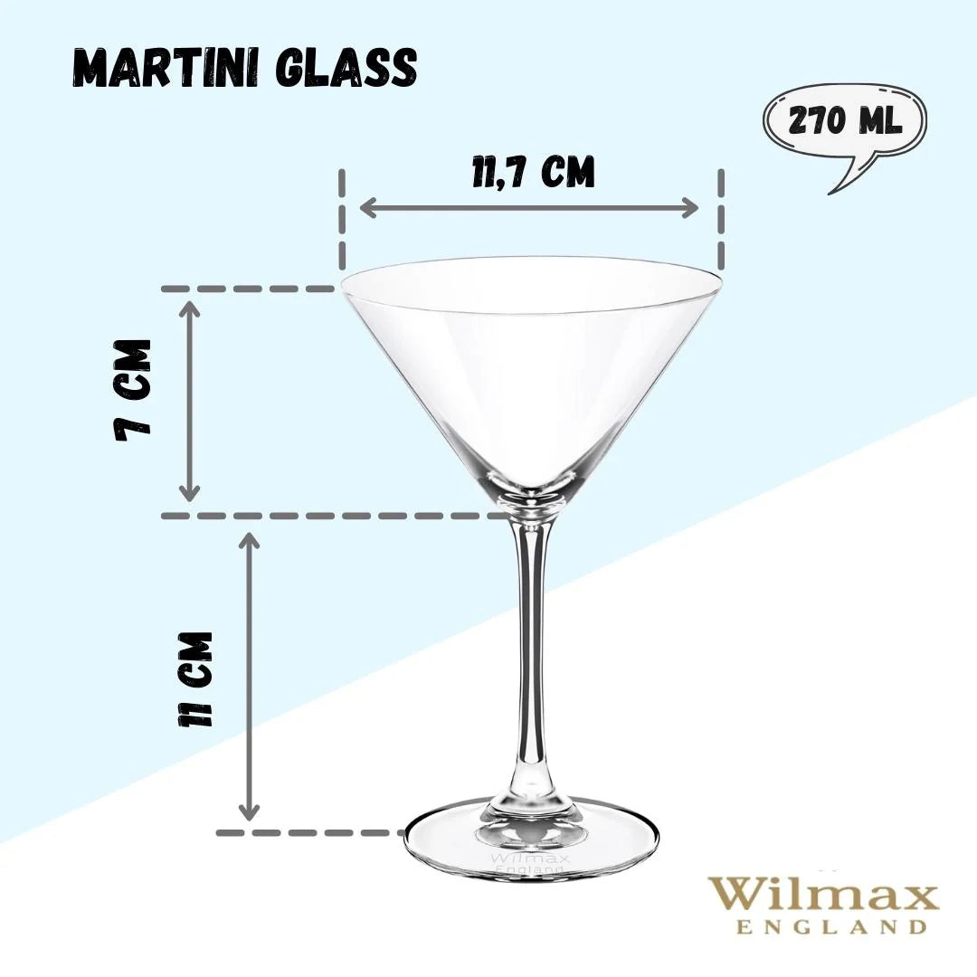 Wilmax England Martiniglazen Kristalglas 6-delige set