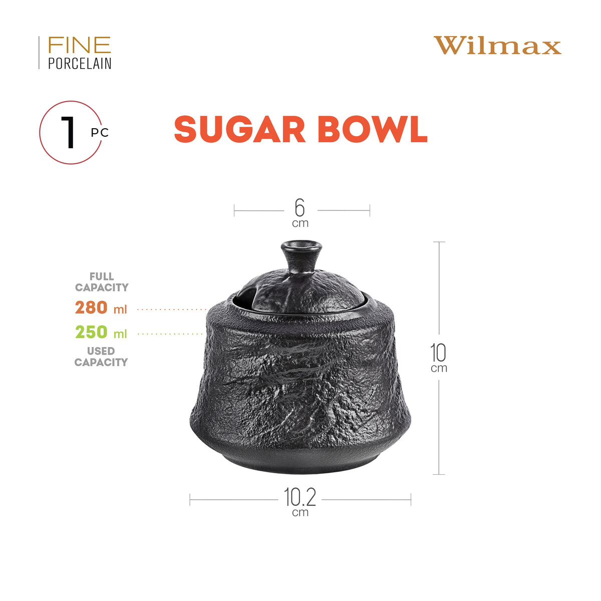 Wilmax Suikerpot en Melkkannetje Set Zwart