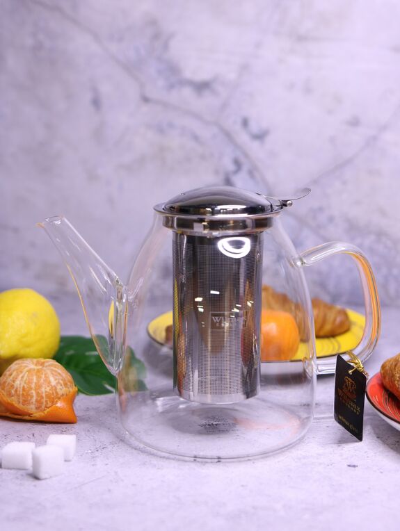 Wilmax Theepot 950 ml Borosilicaatglas RVS WL-888808/A