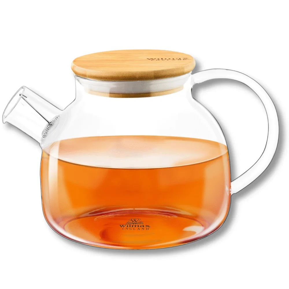 Wilmax England Theepot 950ml Thermoglas Veervilter Bamboe