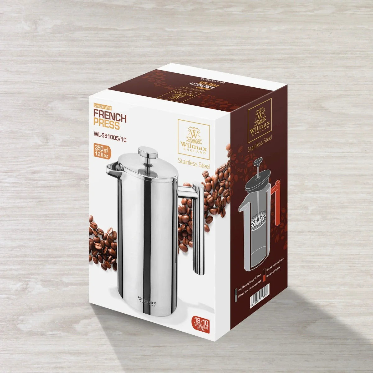 Wilmax England Espressomaker 350 ml RVS WL-551005/1C