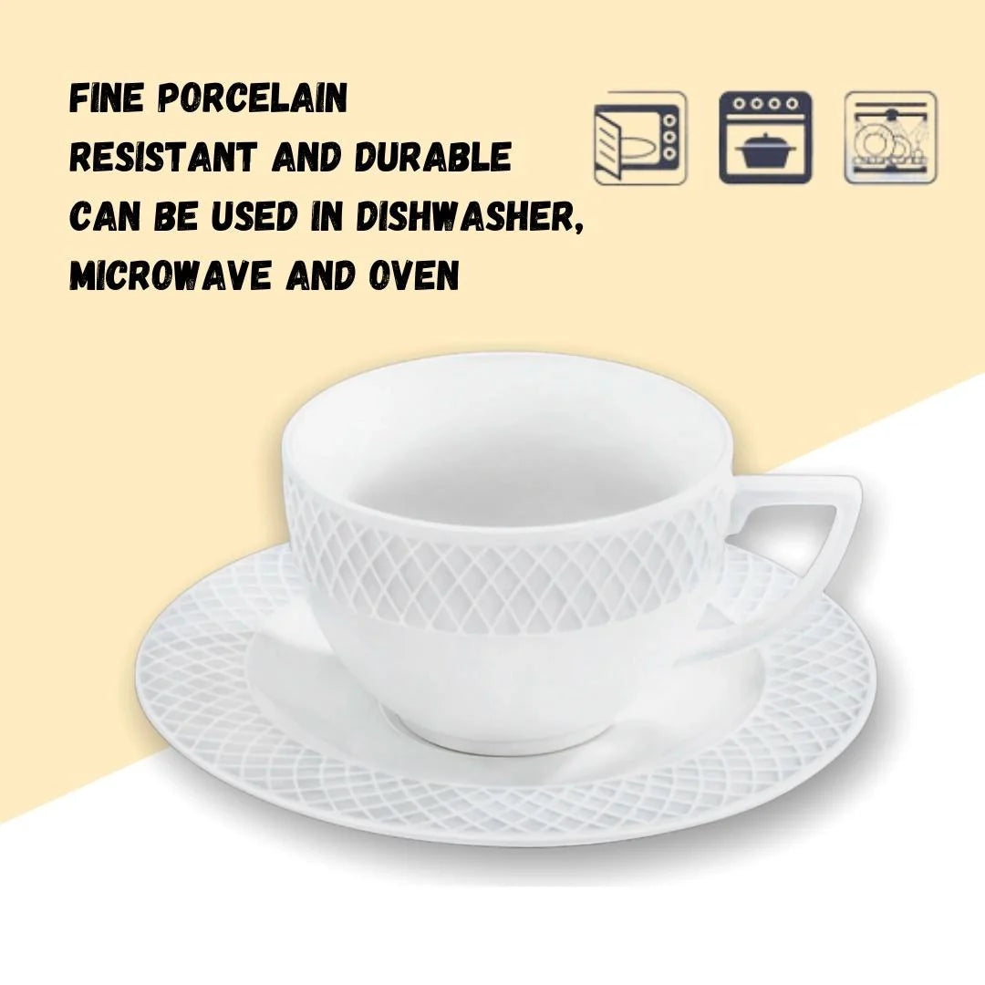 Wilmax Porzellan Teetasse und Untertasse, 240 ml, WL-880105/AB