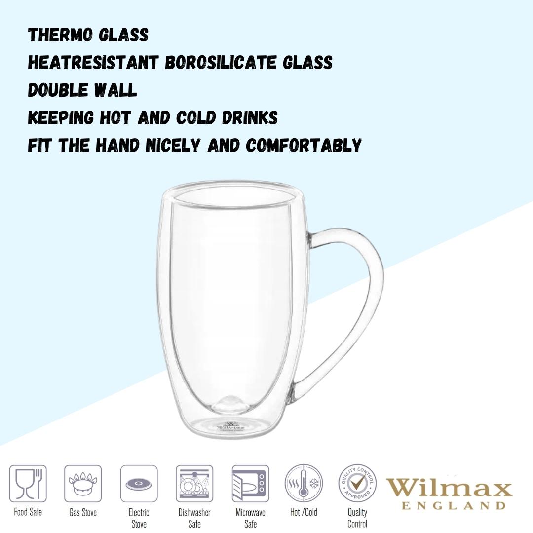 Wilmax Dubbelwandige Glazen Beker 500 ml 6-delige Set A6