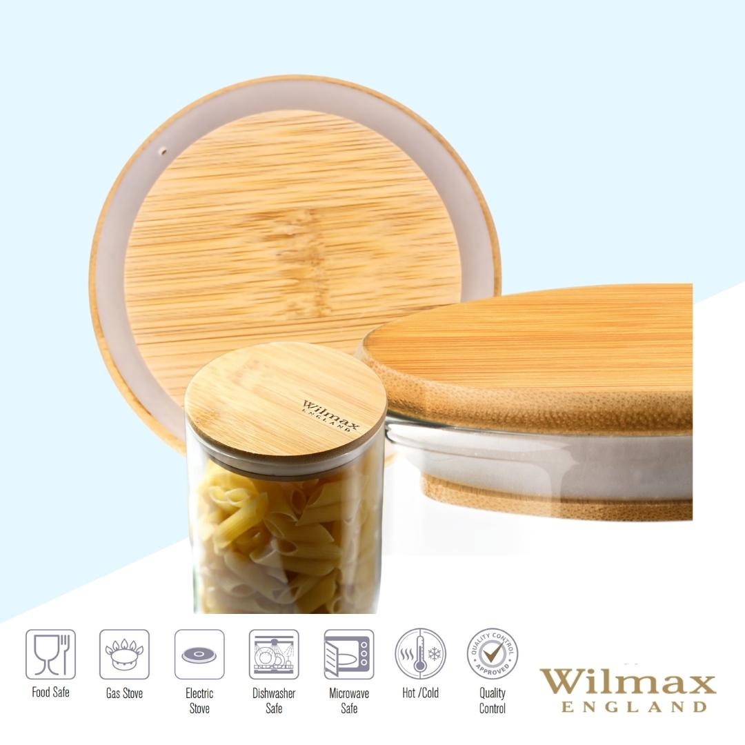 Wilmax Voorraadpot 1500ml bamboe deksel 2x A2