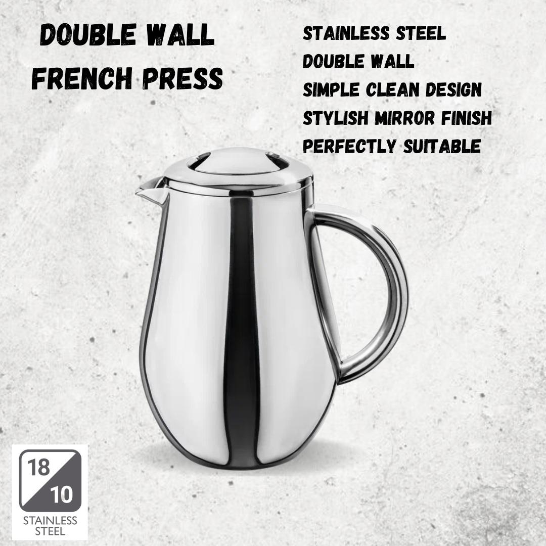Wilmax Doppelwandige French Press 1000 ml Edelstahl WL-551008/1C