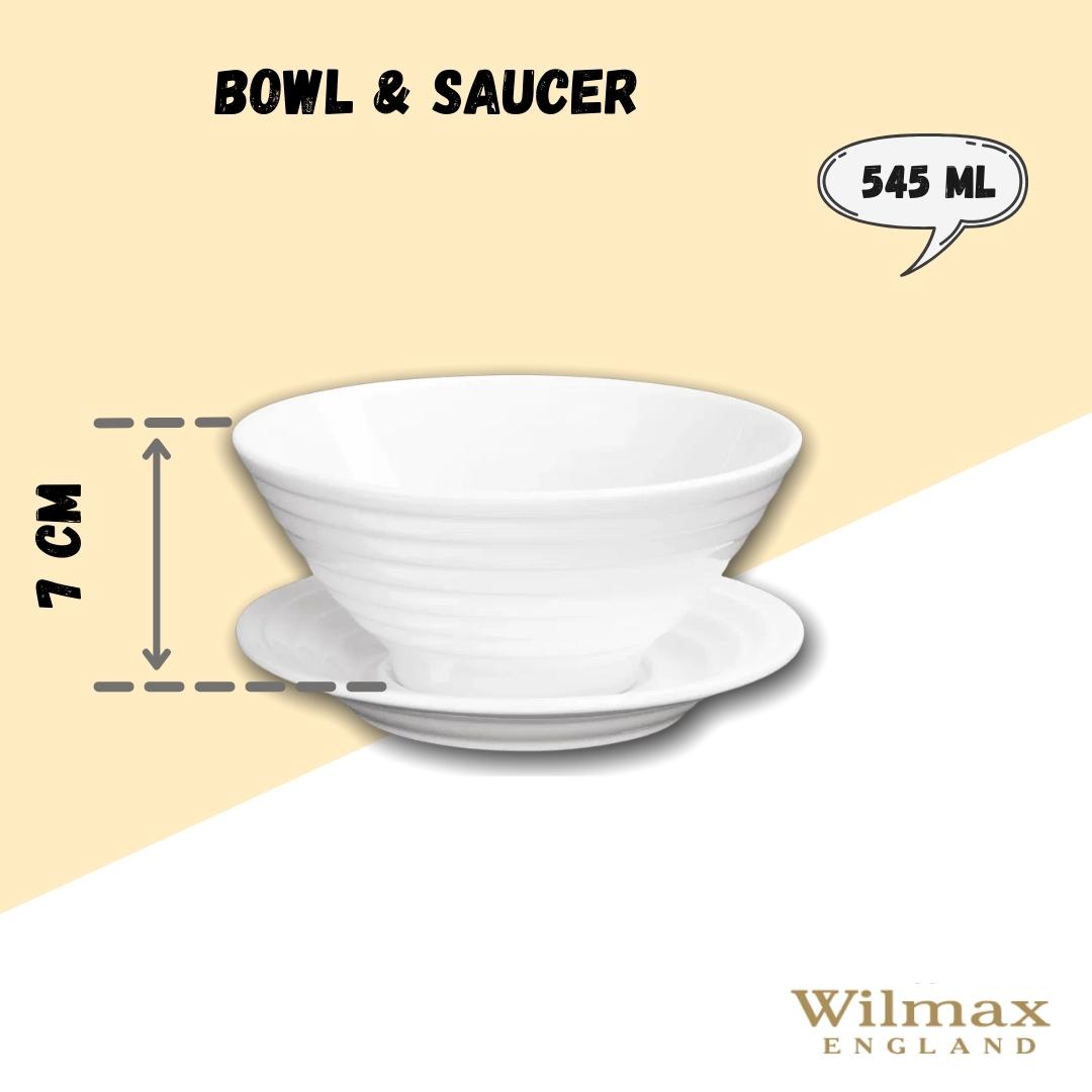 Wilmax England Porcelain Bowl & Saucer White WL-991146/AB