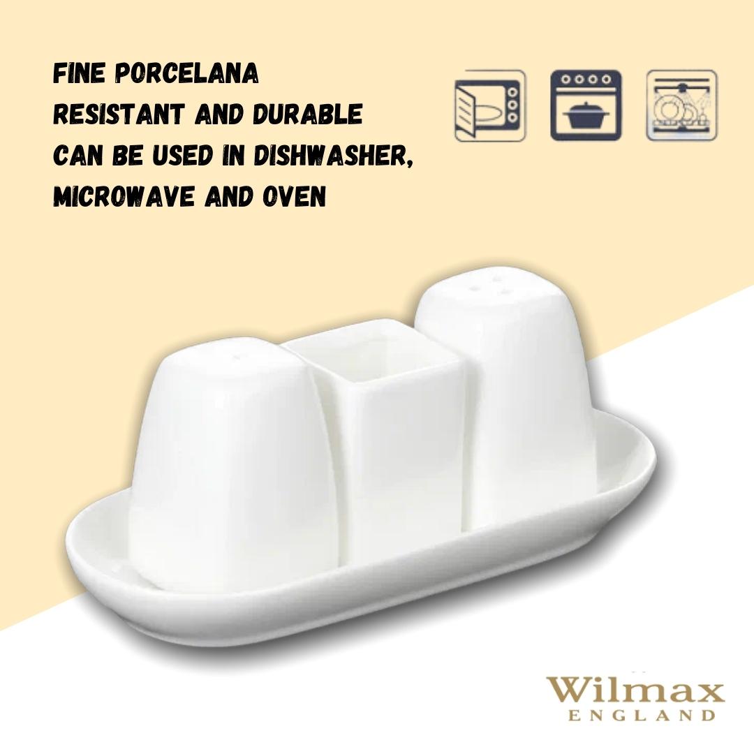 Wilmax Salz- & Pfeffer Set aus Porzellan mit Zahnstocherhalter WL-996005/SP