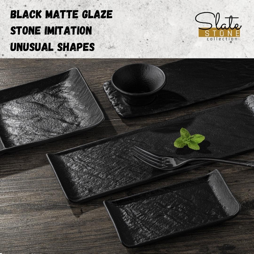 Wilmax Rechteckige Porzellanschale, 3-teilig, schwarz, 40,5 x 13 cm WL-661136/A2