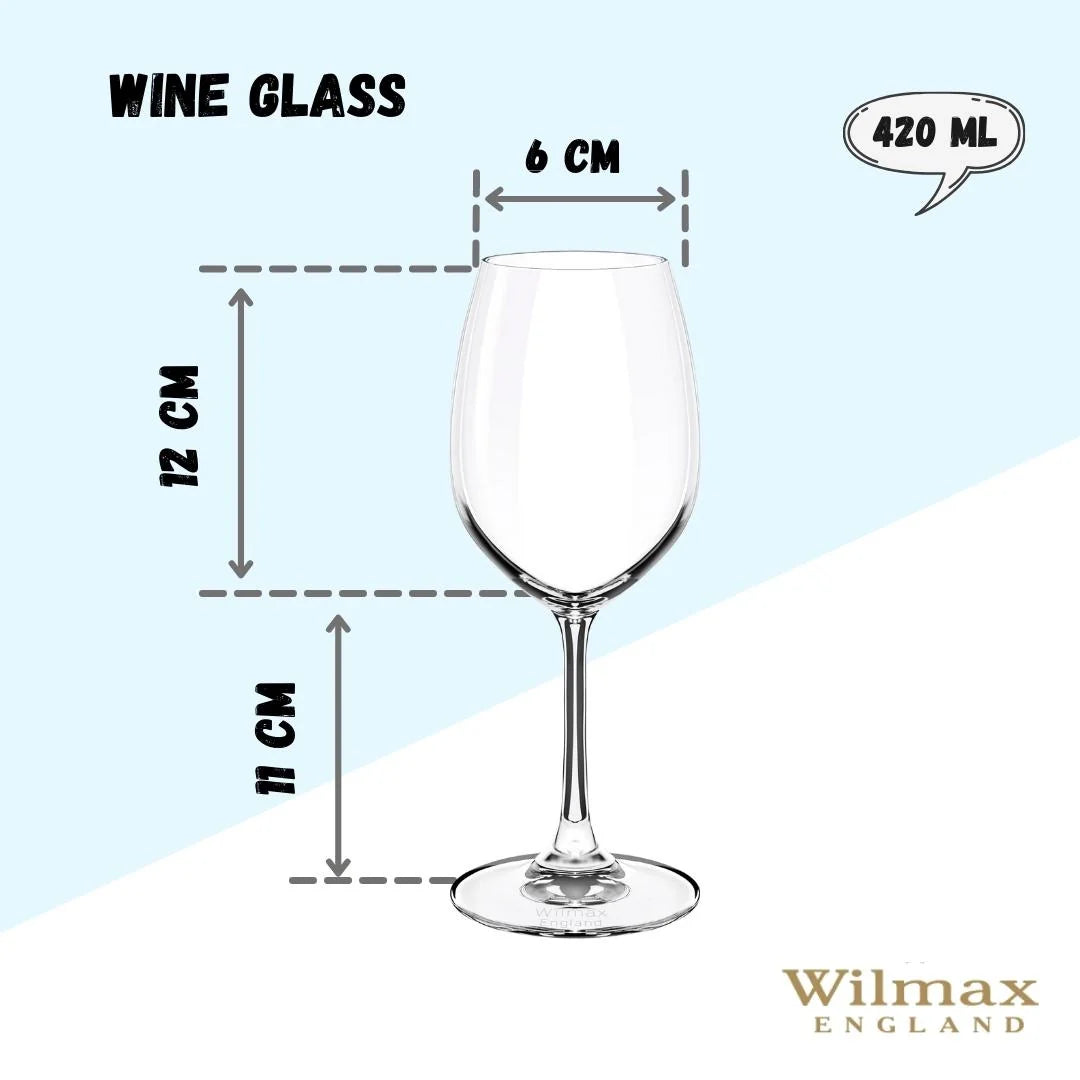Wilmax Crystal Glass Wine Glasses Transparent 420 ml (Set of 6)