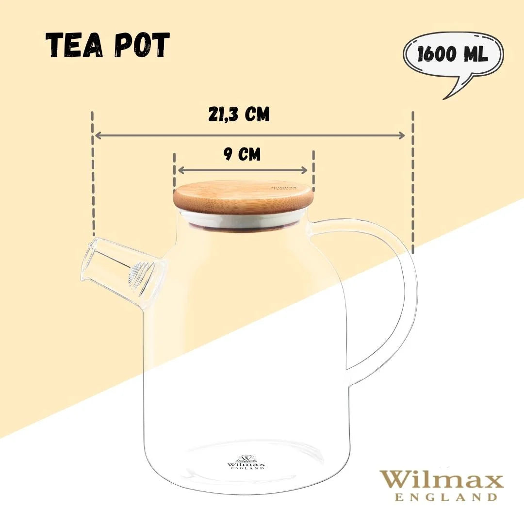 Wilmax England Teekanne, 1600 ml, Borosilikatglas, WL-888811/A