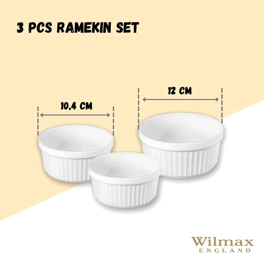 Wilmax Ramekin Set – 3-teilig – Backofenfeste Schalen – Weiß – WL-996122/3C
