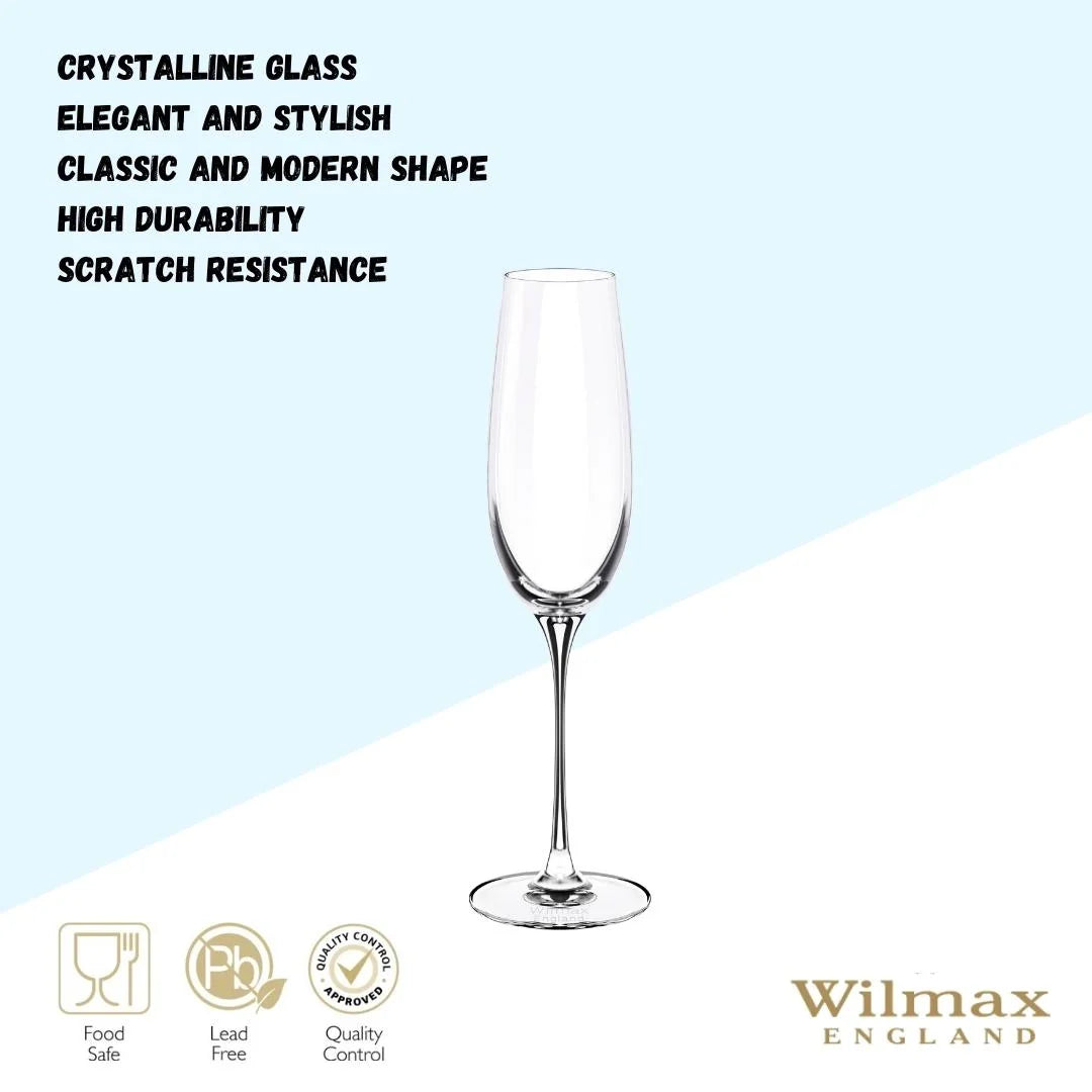 Wilmax Champagnerflöten Set 2-teilig, 260 ml, Kristallin WL-888048/2C