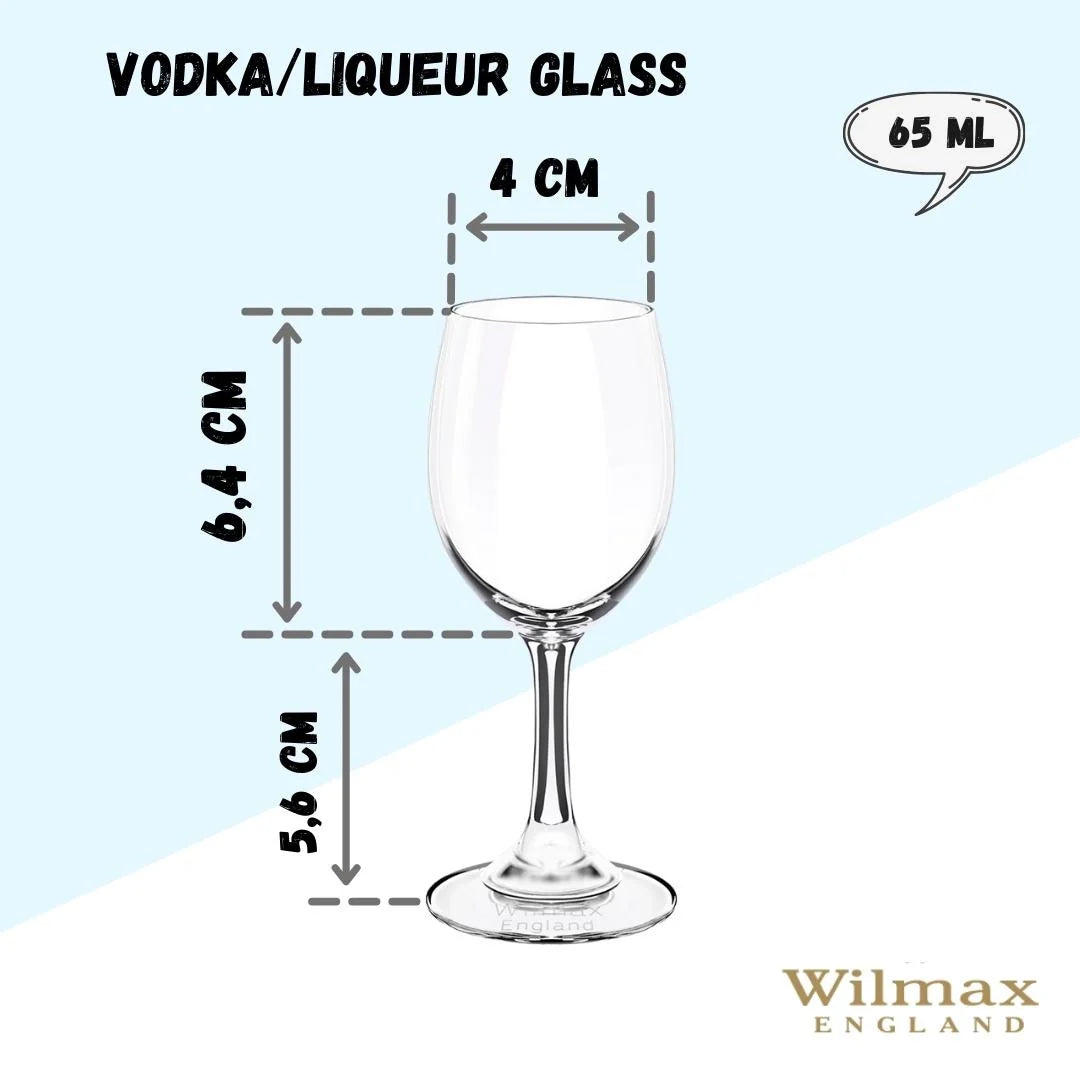 Wilmax England Wodka-/Likörgläser-Set, 6er Set, 65 ml, Kristallglas WL-888028/6A