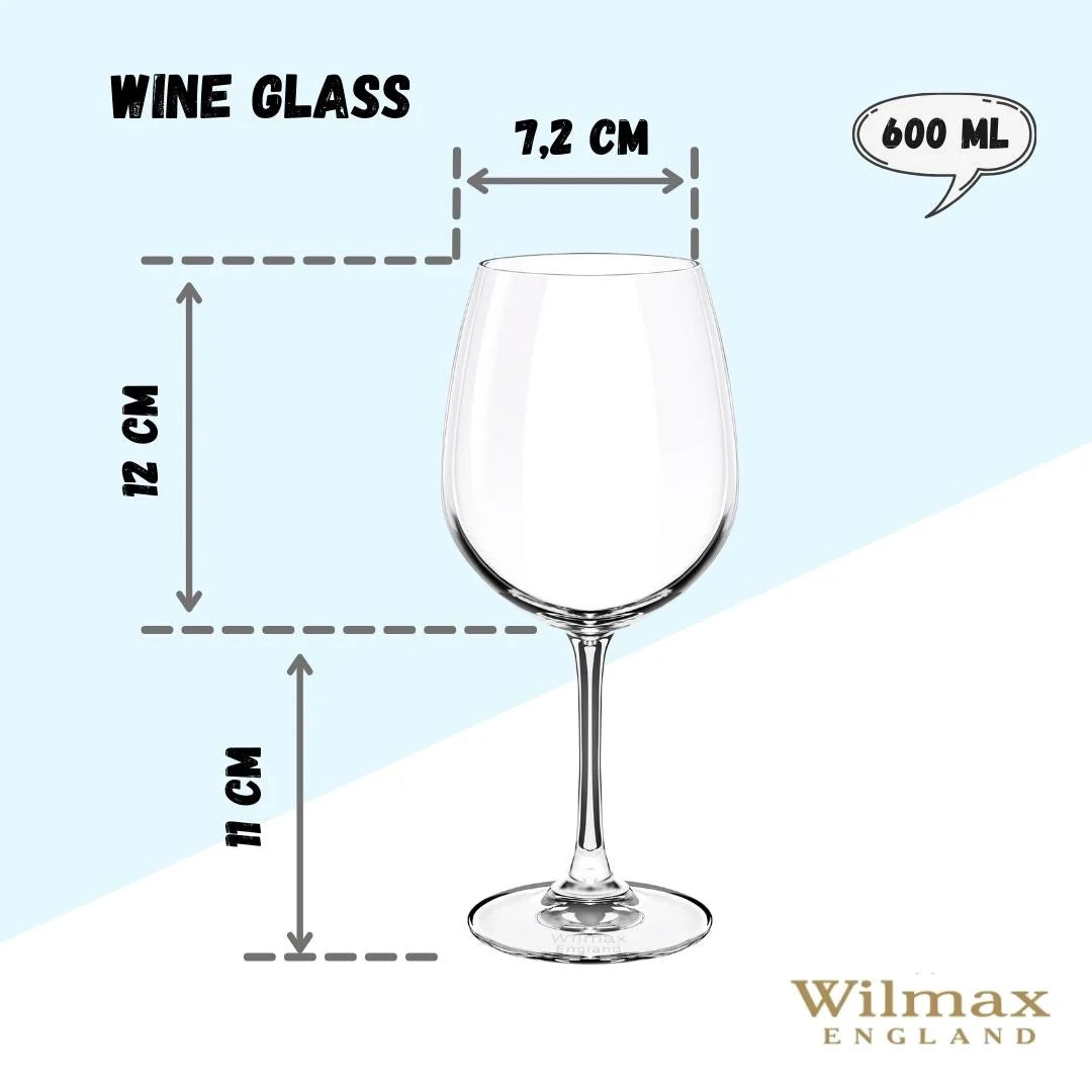 Wilmax England Kristal Wijnglas 600 ml Transparant 6-delig