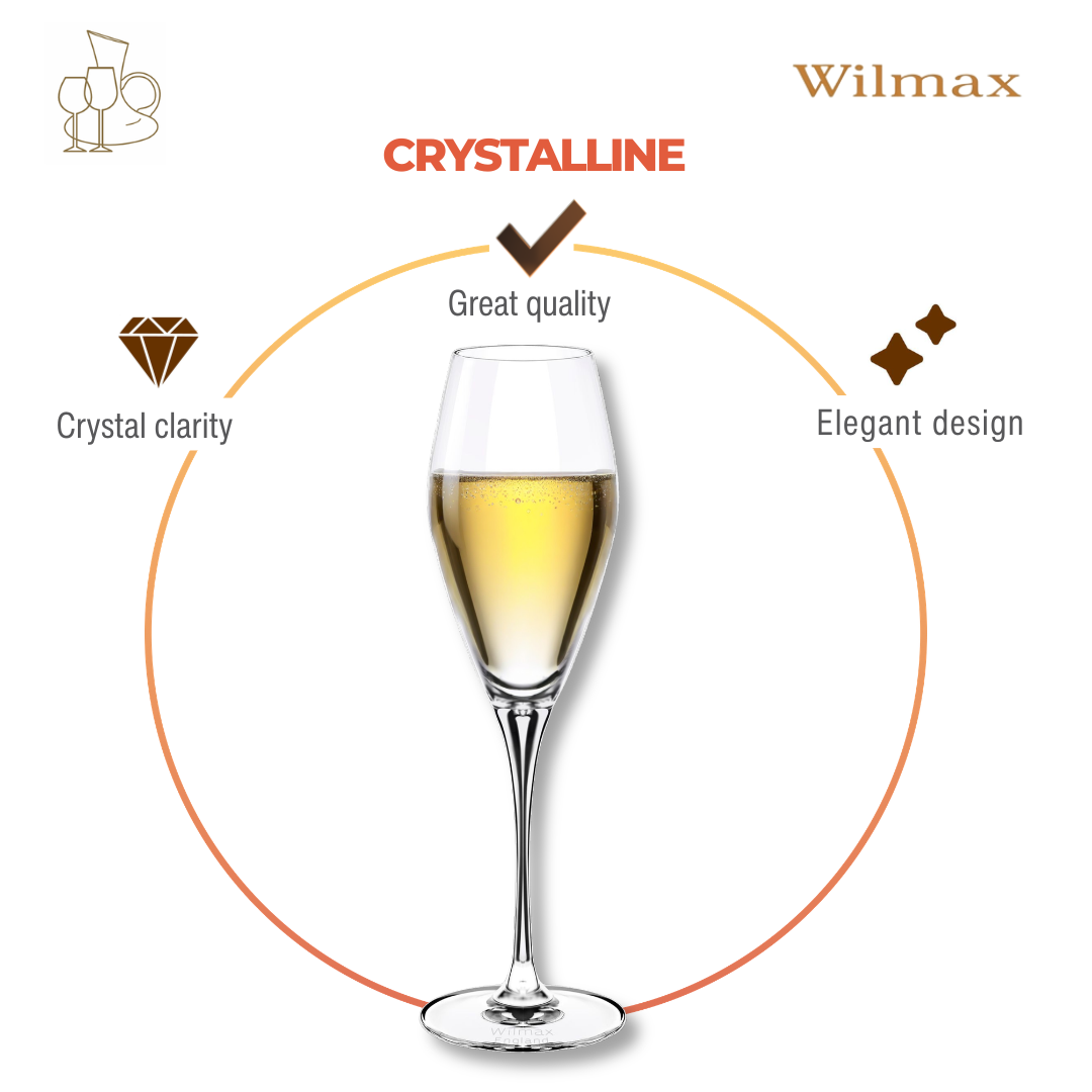 Wilmax Champagnefluit Kristalglas 290ml Set van 2 WL-888050/2C