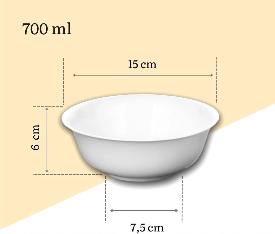 Wilmax England Porseleinen schaal 700ml 15cm Wit 6 stuks