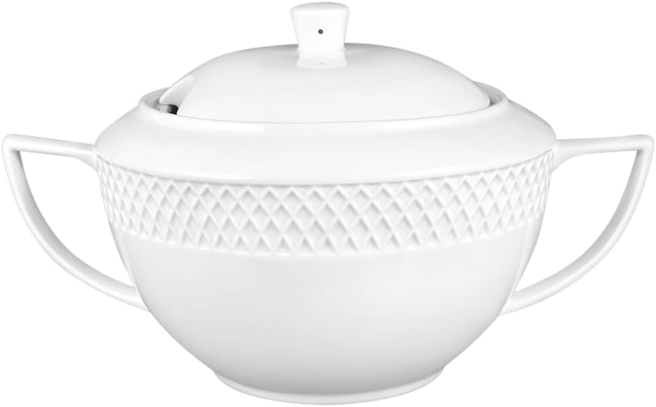Wilmax Suppenterrine mit Deckel 2800 ml aus Porzellan, oval, weiß, WL-880101511/A