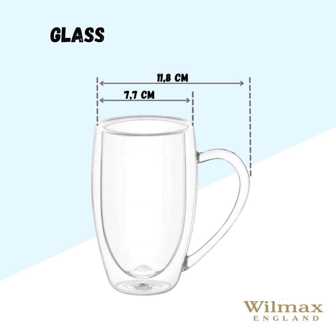 Wilmax Dubbelwandige Beker 300ml Borosilicaatglas 6 stuks
