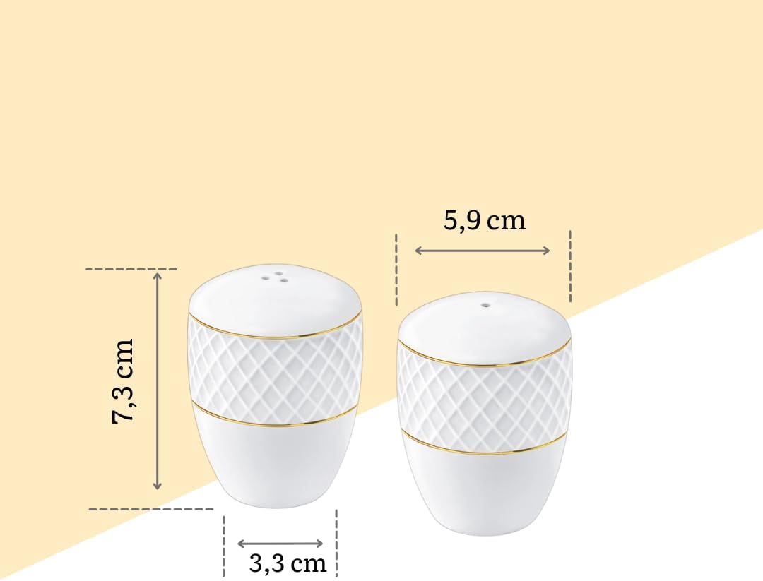 Wilmax Salz- & Pfefferstreuer Set mit Goldlinien – Weiß & Gold – WL-880102555/SP