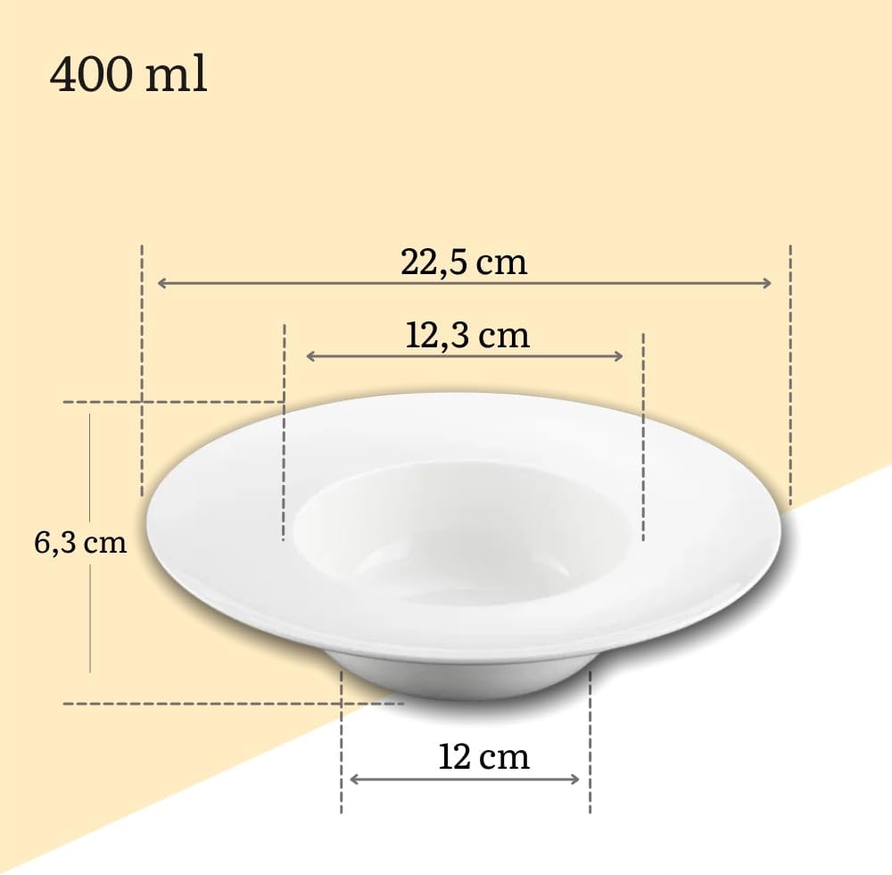 Wilmax Tiefer Porzellanteller, Weiß, 22.5 cm, 400 ml – WL‑991186/A