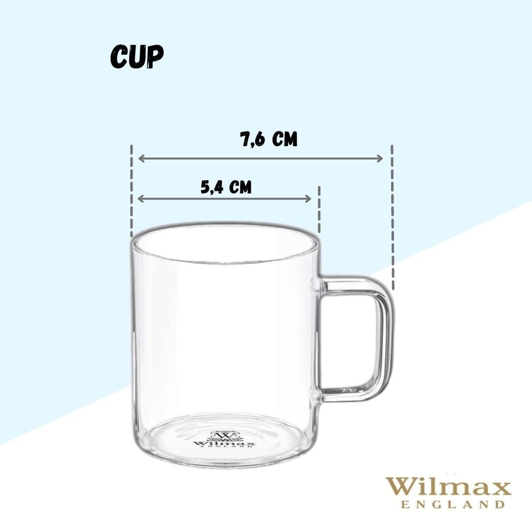 Wilmax Tassen 100 ml aus Borosilikatglas, 6er-Set WL-888602/A6