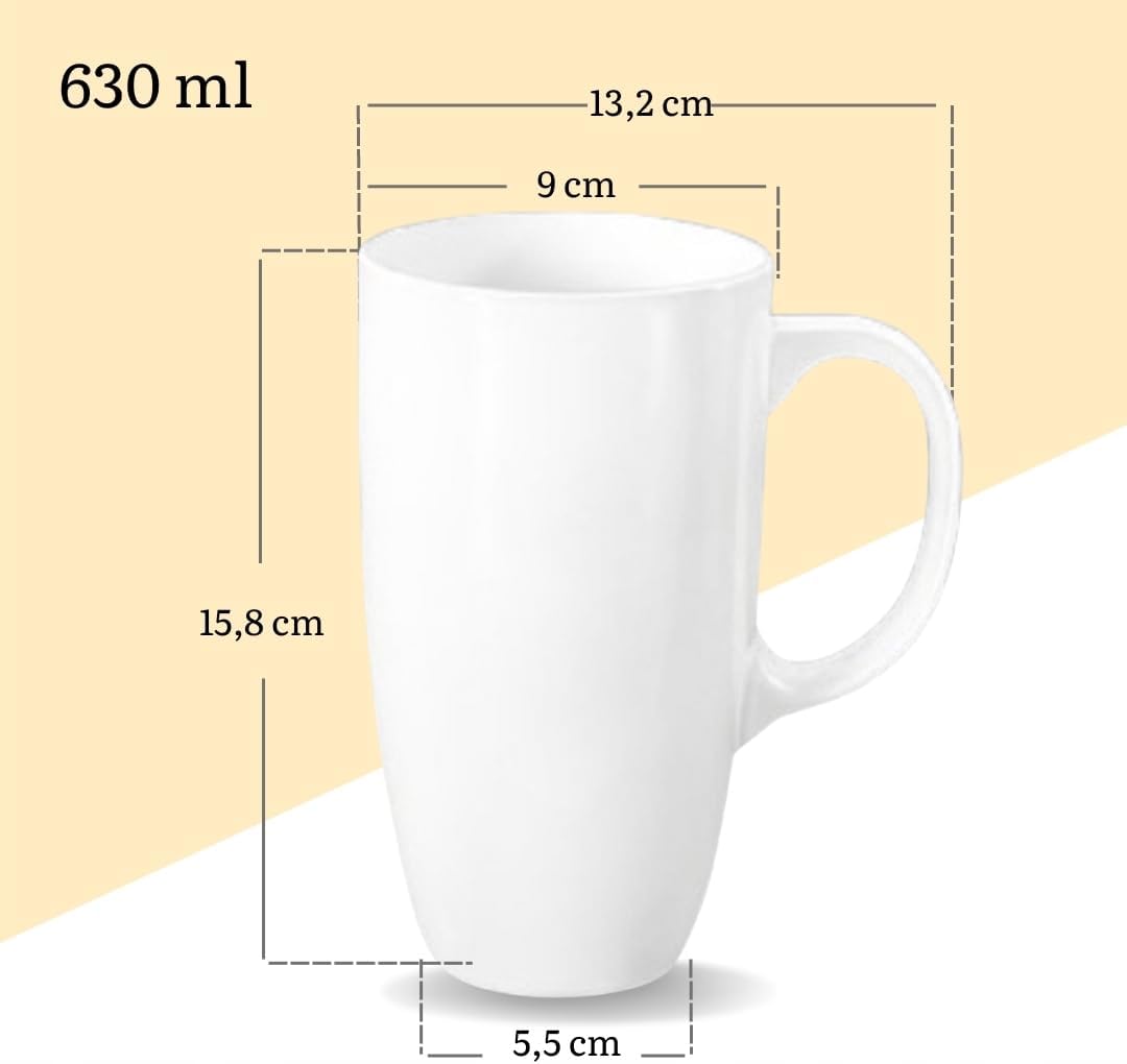 Wilmax Beker 630 ml Wit Porselein extra groot WL-993093/A