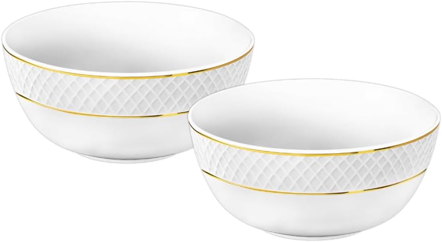 Wilmax Porcelain Bowls 12 cm White Gold Rim Set of 2