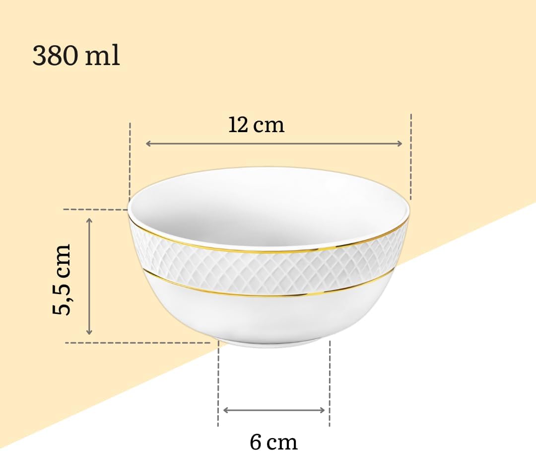 Wilmax Porcelain Bowls 12 cm White Gold Rim Set of 2