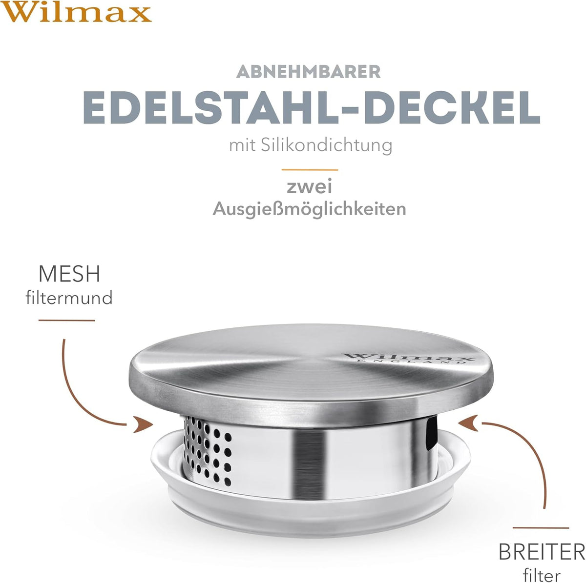Wilmax Kanne 2100ml Thermoglas met RVS deksel Transparant