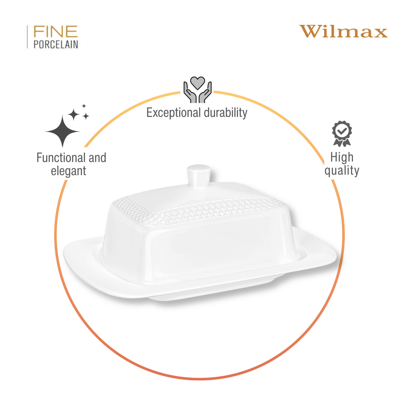 Wilmax Botervloot met deksel Porselein WL-880101601/A