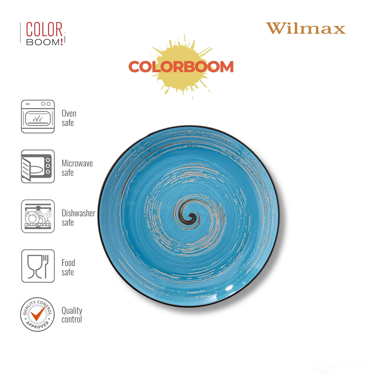 Wilmax Spiraal Bord 20 cm Porselein, Blauw