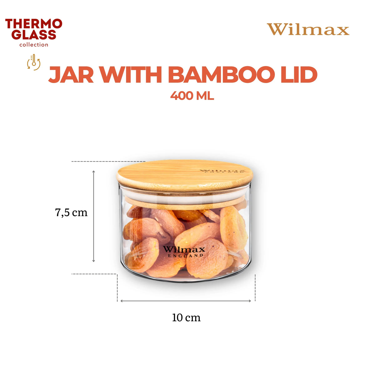 Wilmax Voorraadpot 400 ml met Bamboe deksel