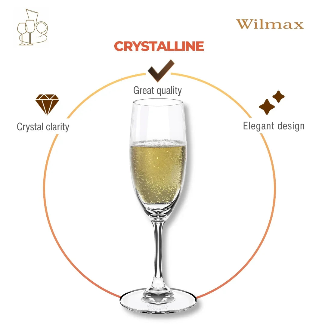 Wilmax England Champagnefluiten Kristalglas - 6 stuks