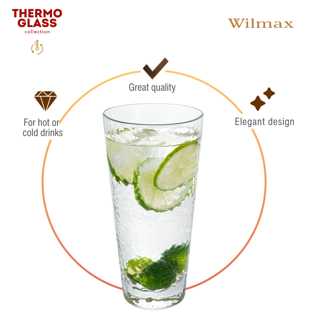 Wilmax Hammered Tumbler 450 ml Borosilicate Glass