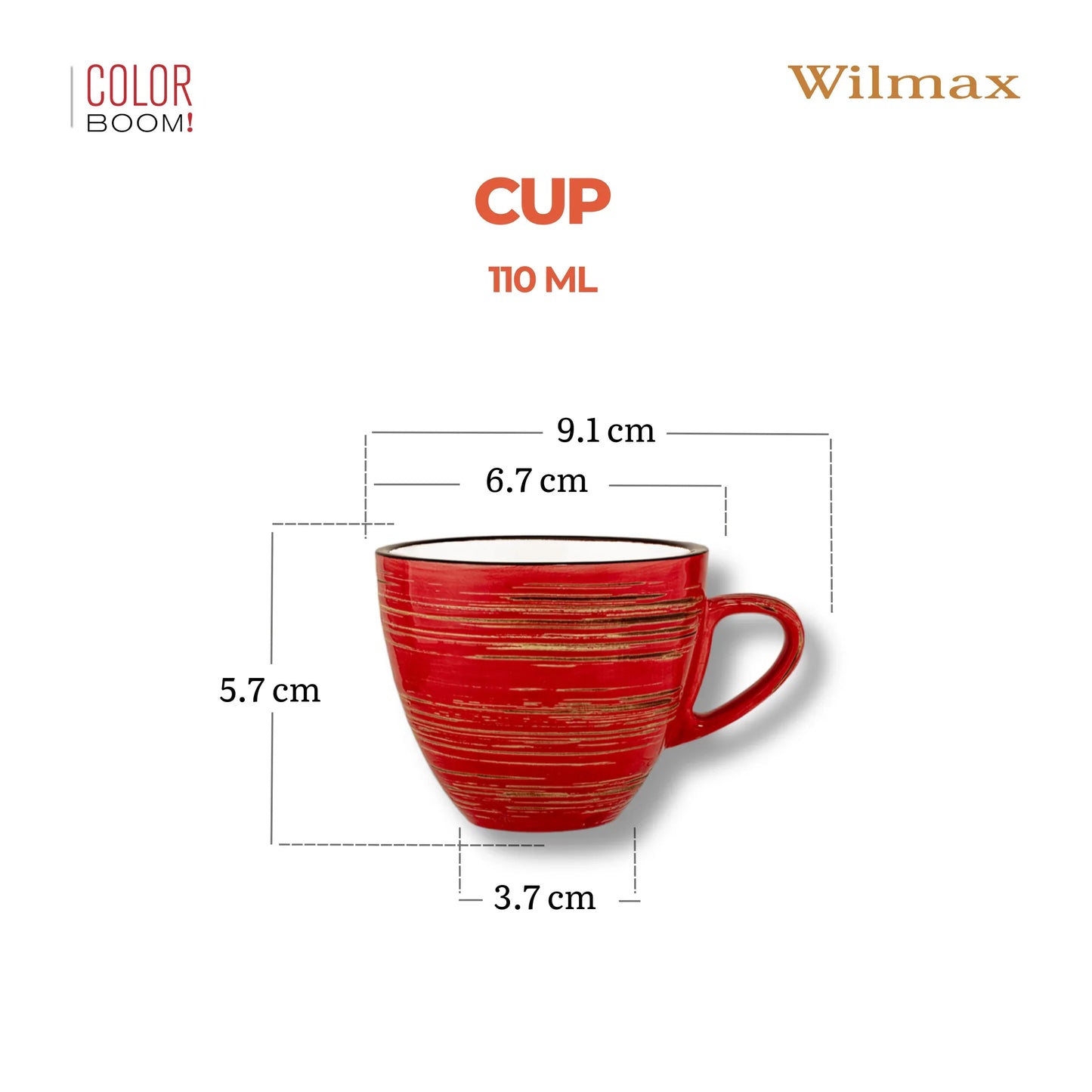 Wilmax Espressokopje 110 ml Rood Porselein
