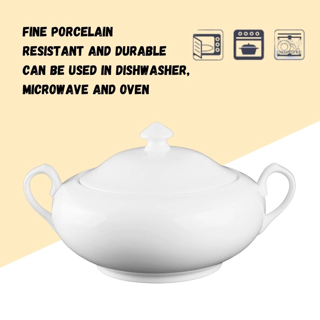 Wilmax Porzellan Terrine mit Deckel, 2,3 L, klassisches Design, WL-992491/A