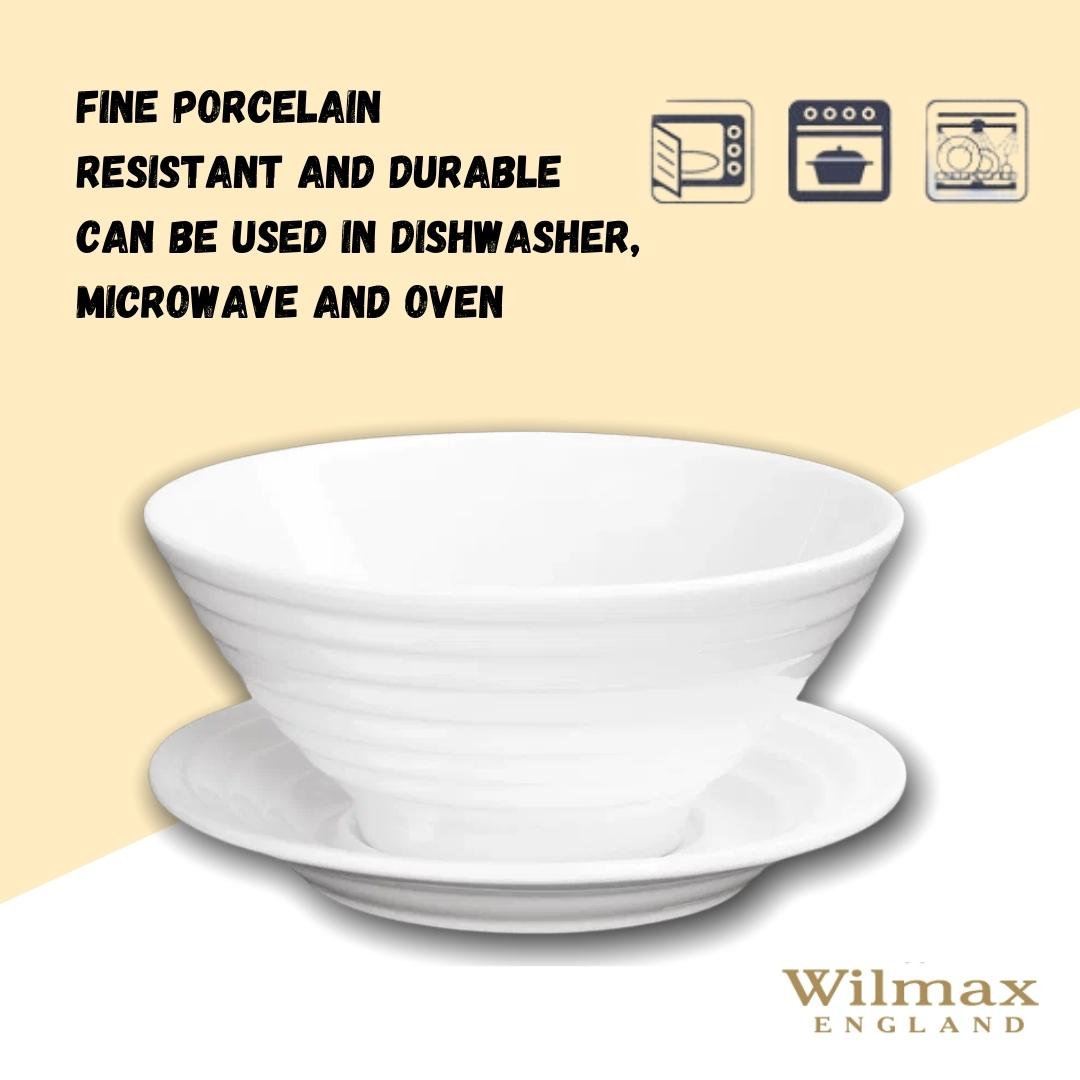 Wilmax England Porcelain Bowl & Saucer White WL-991146/AB