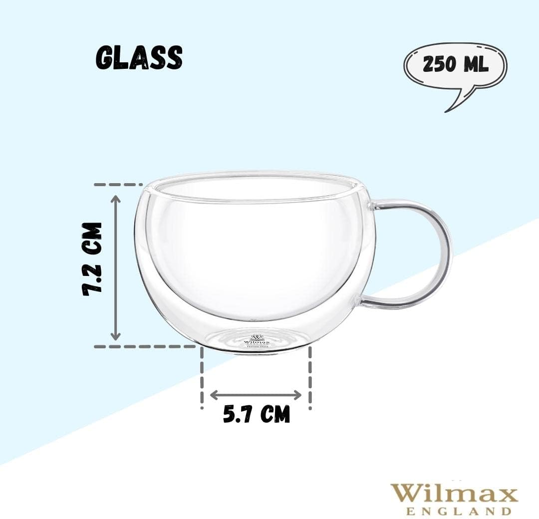 Wilmax Dubbelwandige Glazen kop 250 ml Set van 2 A2