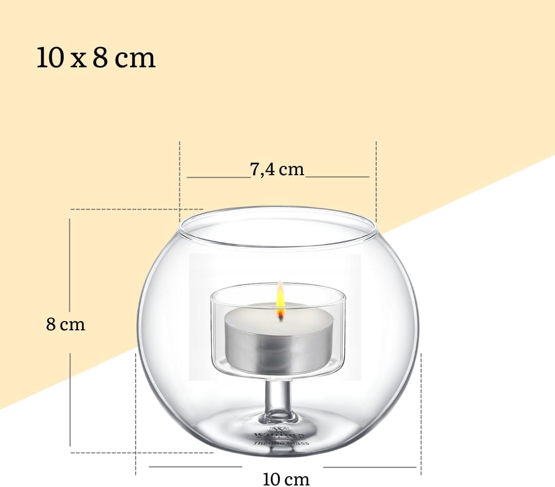 Wilmax Theelichthouder 10 x 8 cm Glas Transparant WL-888973/A