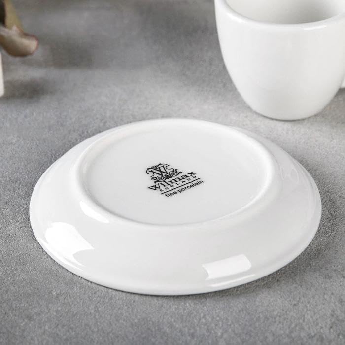 Wilmax Espressokopjes Wit Porselein 75ml + Schotels (6x)