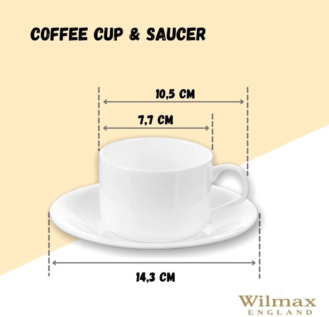 Wilmax Porseleinen Theekopjes & Schotels Set 160 ml Wit WL-993006/2C