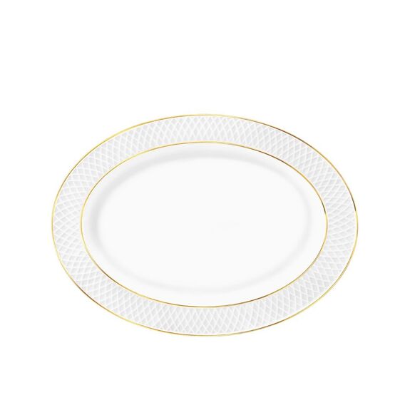 Wilmax Ovales Porzellan-Servierplatte mit Goldrand, 35 x 25 cm, WL-880102117/A