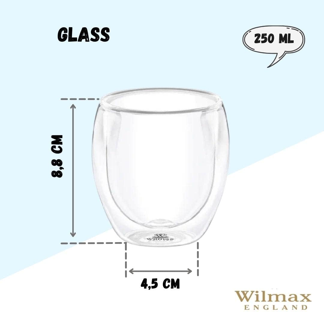 Wilmax 4 Doppelwandgläser & 1 Teekanne-Set, WL-888815/A-888761/A4