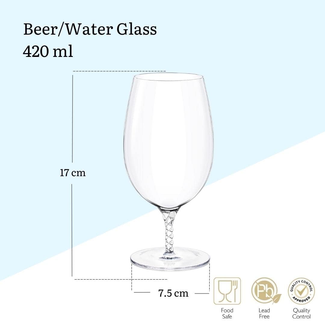 Wilmax Bierglas 420 ml Kristalglas Transparant 2-delige set